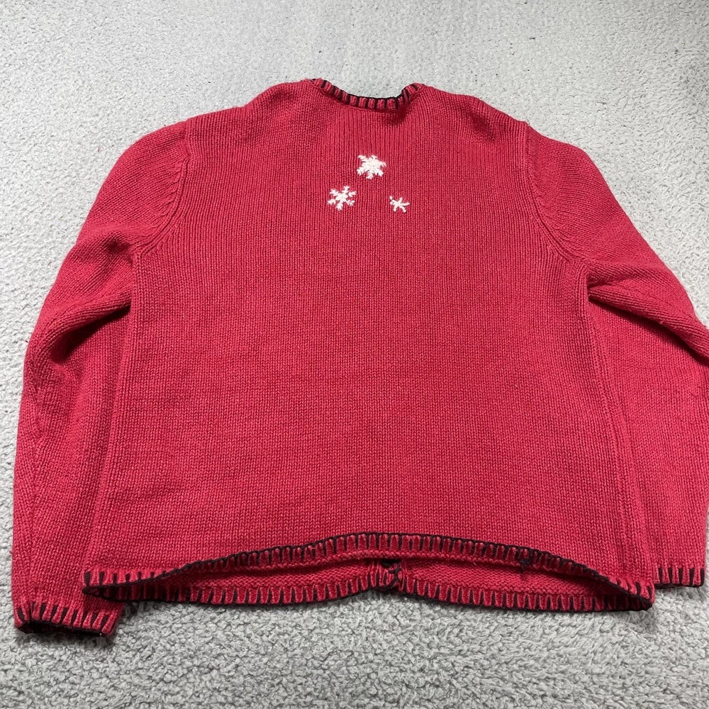 Croft & Barrow Sweater Womens Medium Red Snowman Christmas Cardigan Holiday - Picture 4 of 9